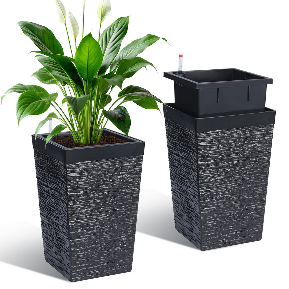 Garvee front view showing both black tall planters and stylish curb appeal