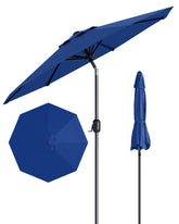 GarveeLife front view navy umbrella shading a patio table and chairs
