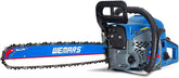GARWINNER 62CC chainsaw front view showing bar and engine, demonstrating power