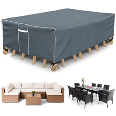 Gasadar front view of cover protecting patio set, keeps furniture dry