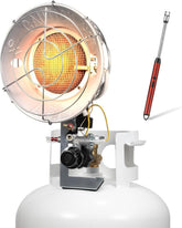 Gasfargo front view mounted on propane tank showing compact profile and quick setup benefit