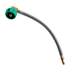 GasStop GasGear front view showing hose and 90-degree brass elbow for neat installs