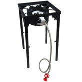 Gas One front view showing burner and sturdy frame, for dependable outdoor cooking