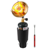 GASPOWOR front view heater showing compact design and controls for easy warmth