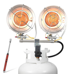 GASPOWOR front view showing dual burners and sturdy housing for reliable outdoor heat