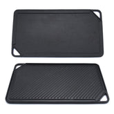 GasSaf front view griddle pan showing full rectangular cooking area and edges, highlights large capacity