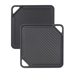 GasSaf griddle front view showing compact 10x10 cooking surface for versatile meals