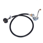 GasSaf adapter front view showing hose and regulator, clear compatibility benefit