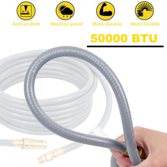 GasSaf hose attached to backyard grill demonstrating quick-connect convenience