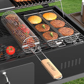 GAUYEBY front view rolling grill basket showing full design and even grilling benefit