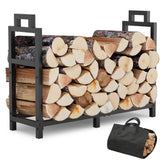 GAVISCITY front view of 34 inch firewood rack showing stable storage benefit