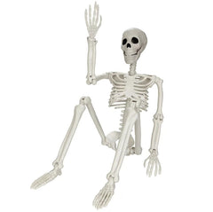 GCNBCNB front view of full 5.4FT skeleton showing lifelike bones and stance benefit: instant Halloween focal point