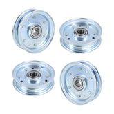 GEATaaT front view of 164090 idler pulley showing mounting hole and steel finish, reliable replacement