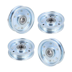 GEATaaT front view of 164090 idler pulley showing mounting hole and steel finish, reliable replacement