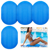 Geelin front view of four blue oval pool seats shows family-ready comfort
