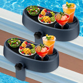 Geelin front view tray mounted on tub showing stable drink placement
