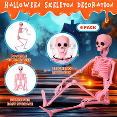 Geelin pink skeleton hanging on porch illustrating easy outdoor display
