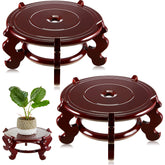 Geetery front view wooden plant stand shows elegant display and height benefit