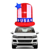 Gejoy front view of inflatable hat showing patriotic colors and visibility