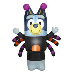 Gemmy Bluey front view showing friendly face and spider costume for curb appeal