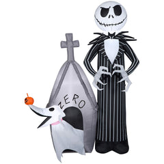 Gemmy Jack and Zero front view showing characters and house scene, adds instant Disney ambiance