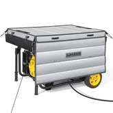 GENARMOR front view of assembled tent protecting generator with clear access