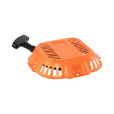 Generac recoil starter front view showing orange housing and mounting points for easy replacement benefit