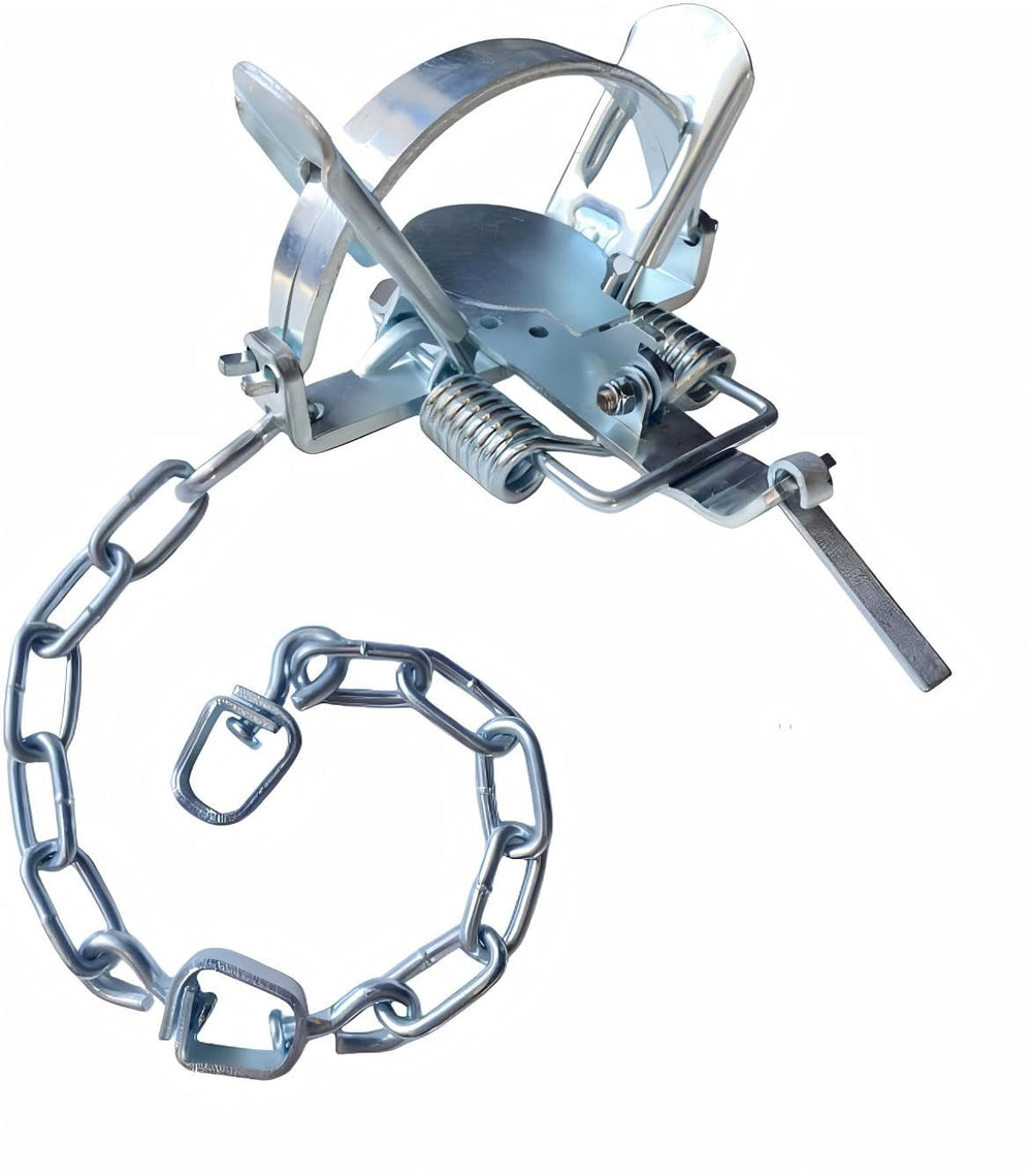 Generic iron rabbit trap front view showing durable construction and garden protection