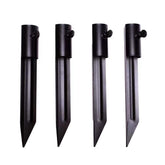 Generic metal stake front view showing sturdy steel and black finish benefit: durable anchoring