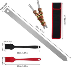 Generic close-up of a skewer's flat edge highlighting even heat contact benefit