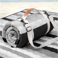 Genovega front view of folded blanket showing compact portability and clean design benefit