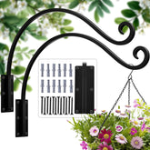 GESTONE front view of 22-inch plant hanger bracket showing sturdy silhouette and classic black finish