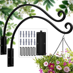 GESTONE front view of 22-inch plant hanger bracket showing sturdy silhouette and classic black finish