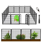Getlay fence front overview showing full 10-panel set and gate, clear boundary benefit