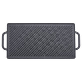 GGC griddle front view showing full 20-inch plate and handles, durable cooking surface benefit