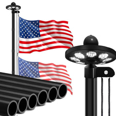 GHOSOONE full 25ft flag pole front view shows durability and curb appeal