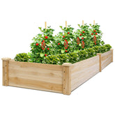 GIANTEX front view of raised planter showing natural wood and spacious bed