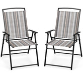 GIANTEX front view of stripe-pattern chairs showing comfortable seating and style