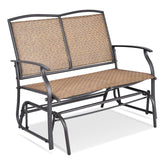 GIANTEX front view of patio glider bench showing sturdy frame and seating benefit