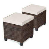 GIANTEX mayjooy ottoman front view showing rattan finish and cushion comfort