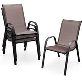 Giantex front view of four brown patio chairs showing durable seating and design