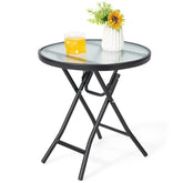 GIANTEX side table front view showing compact, elegant glass top and frame benefit