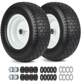 GICOOL front view of complete 16x6.50-8 wheel assembly showing solid tire benefit