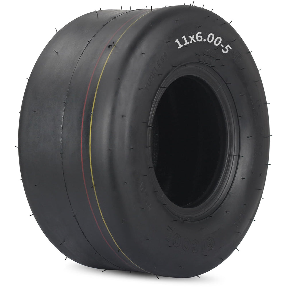 GICOOL front view of 11x6.00-5 tire showing profile and durable build benefits