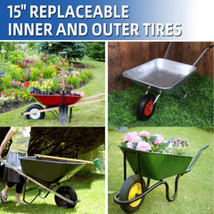 GICOOL tire mounted on wheelbarrow, heavy-load stability during garden work