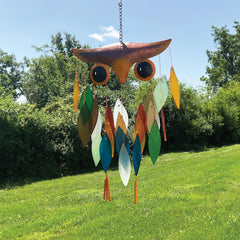 Gift Essentials Spiky Owl next to ruler for scale showing compact porch-friendly size