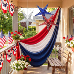 Gilprop banner hung on porch demonstrating easy outdoor installation