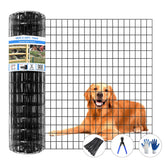 GILPWA front view of 50ft black welded wire fence roll showing compact packaging and durable finish
