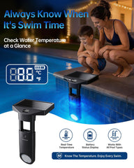 gimubaba closeup LCD temperature and battery display for instant pool status