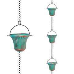 giole front view showing full 11ft chain and 12 flower cups for decorative drainage
